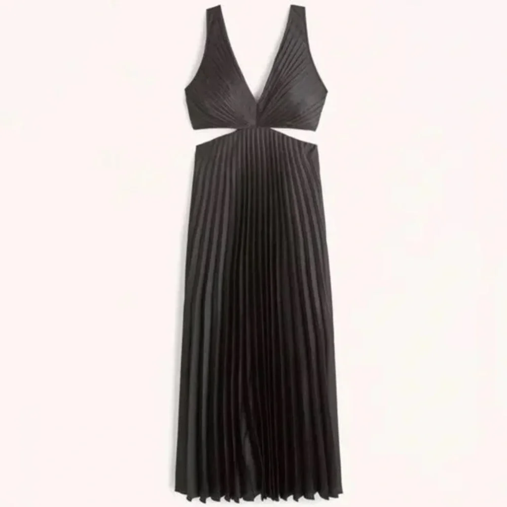 Abercrombie & Fitch Giselle Cutout Pleated Midi Dress Black XS Cocktail Party - Picture 5 of 9